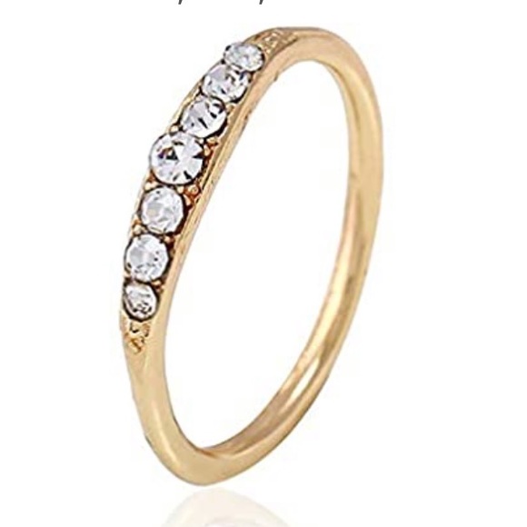 Gold Tone Jeweled Rhinestone Pave Band Ring - Picture 6 of 6